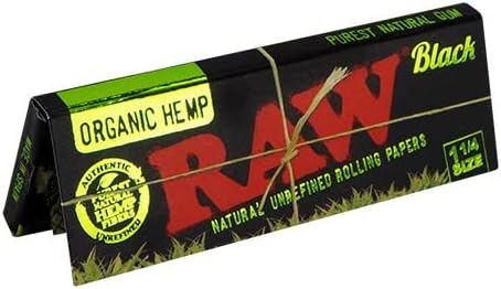 Raw Natural 1 1/4 Rolling Papers Hemp Black