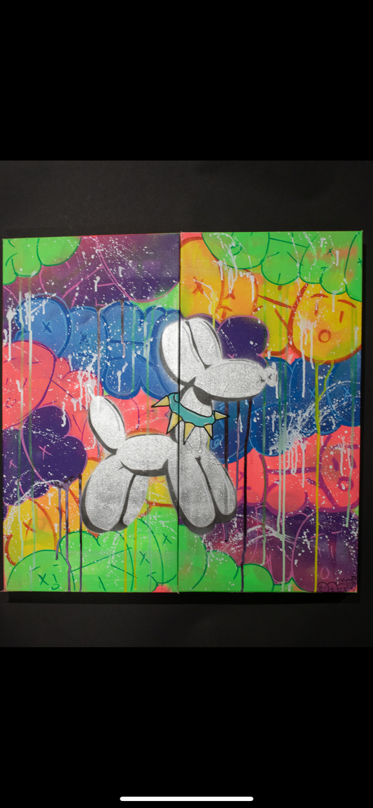 Two panel signature balloon animal Painting